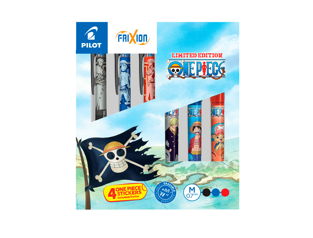 BOLIGRAFO PILOT FRIXION BORRABLE ONE PIECE EDICION LIMITADA CAJA DE 6 UNIDADES SURTIDAS